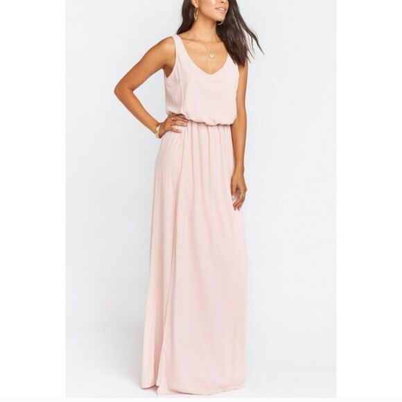 Show Me Your Mumu Kendall Maxi Dress Dusty Blush Pink Crisp XS - Picture 3 of 9
